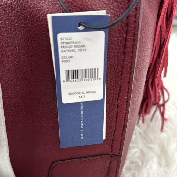 Rebecca Minkoff cranberry leather handbag with long leather strap. NWT - Picture 2 of 7